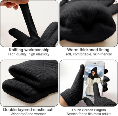 4 Packs Women Winter Hat Scarf Gloves Socks Set,Winter Beanie Cap Warm Thermal Bobble Hats Touchscreen Gloves Women'S Scarf Neck Warmer 4 in 1 Cold Weather Set