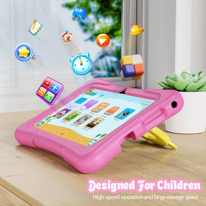 Kids Tablet 7 Inch Android 11, 2GB RAM 32GB ROM BT Wifi Dual Camera Educational Games Parental Control, Kids Software with Type C, Pink