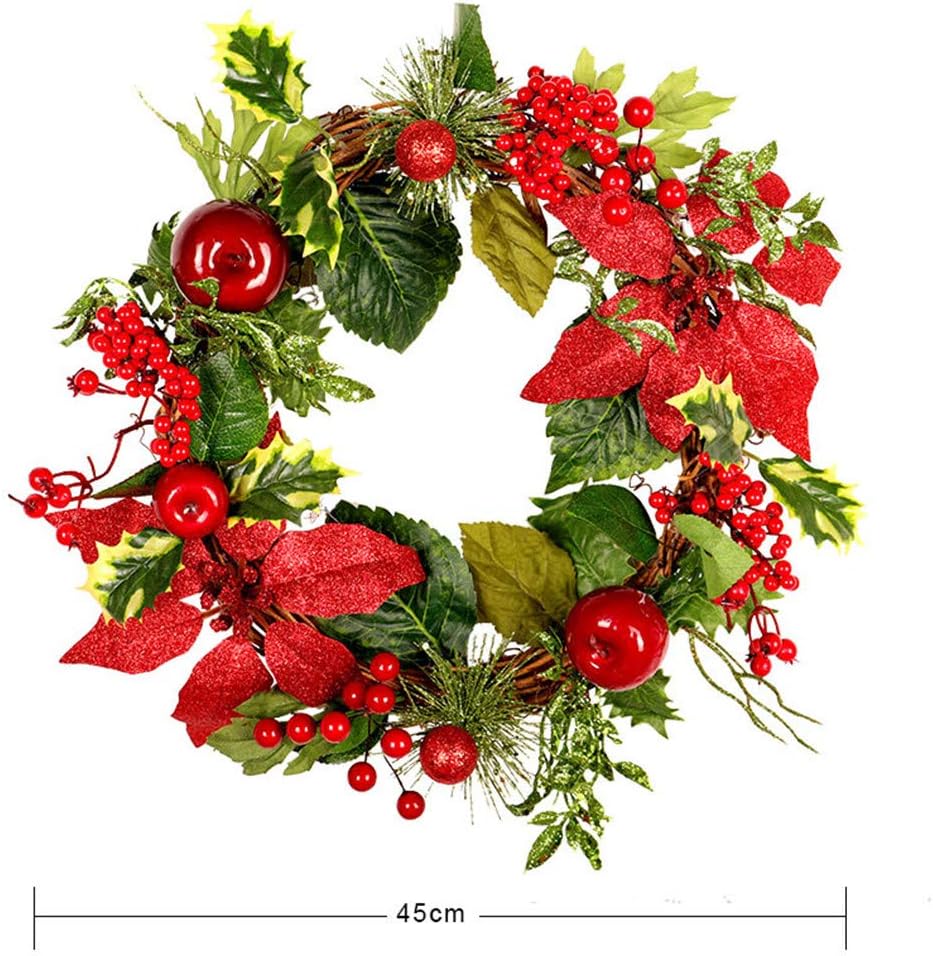 Artificial Maple Leaf Berries Pumpkin Pine Cone Garland Autumn Winter Front Door Wreath Pendant Decor for Christmas Halloween