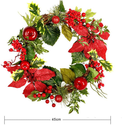 Artificial Maple Leaf Berries Pumpkin Pine Cone Garland Autumn Winter Front Door Wreath Pendant Decor for Christmas Halloween