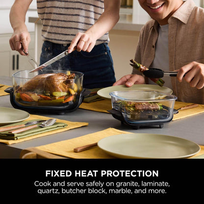 Ninja  Portable Air Fryer, 3.8L, 4-In-1: Air Fry, Roast, Keep Warm, Recrisp, Space Saving Compact Design, 2X Removable Glass Containers & Lids, 1700W, Cyber Space Blue FN101UKGY