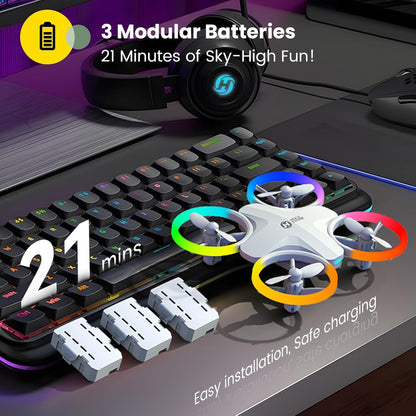 HS180 Kids Mini Drone with LED Lights for 6-12 Year Old Boys Girls, Small RC Quadcopter with 3 Batteries 21 Mins Flight, 360° Flips, Easy to Fly, Birthday Gift for Kids
