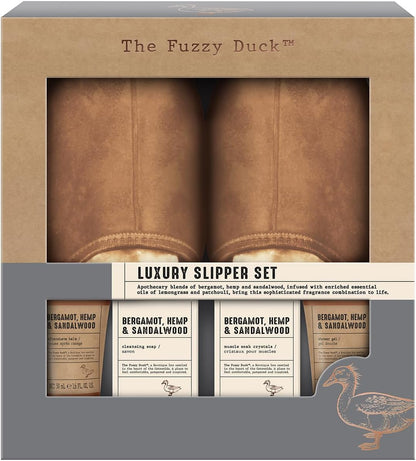 the Fuzzy Duck Bergamot, Hemp & Sandalwood Men'S Luxury Slipper Gift Set - Vegan Friendly (Pack of 1)
