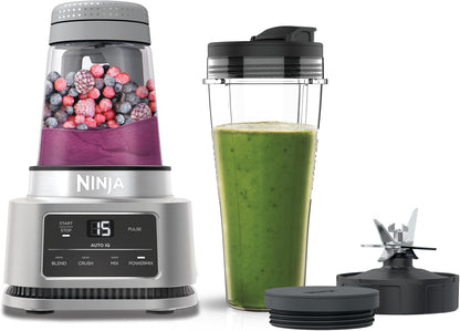 Foodi Power Nutri Blender 2-In-1, Blend Smoothie Bowls, Thick Spreads & Frozen Drinks, Automatic Programs, 700Ml Cup & 400Ml Bowl with with Power Paddle, 1100W, Silver CB100UK