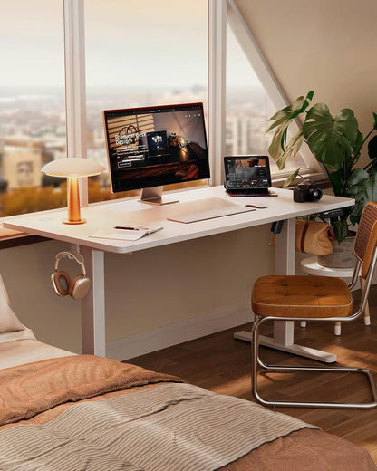 Electric Standing Desk Height Adjustable 120 X 60Cm, Sit Stand Desk with 4 Memory Smart Pannel, Home Office Desk with Splice Board