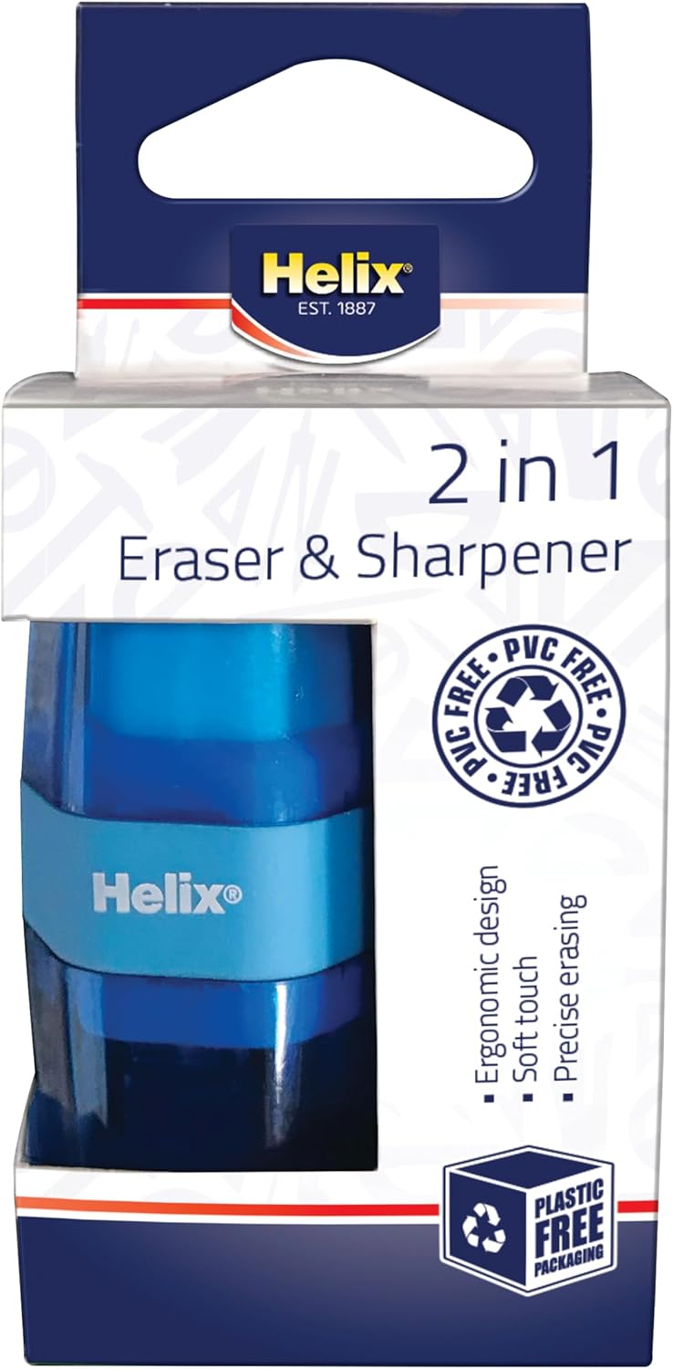 Helix Duo Single Hole Sharpener & Eraser (Assorted Colours), 049910