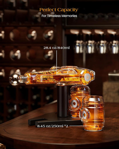 Fathers Day Birthday Gifts for Men Dad, Galaxy Spaceship Whiskey Decanter Sets for Men, Spacecraft Limited Edition, 2 Funny Shot Glasses, Unique Guys Brother Gift Ideas, Liquor Decanter for Bar