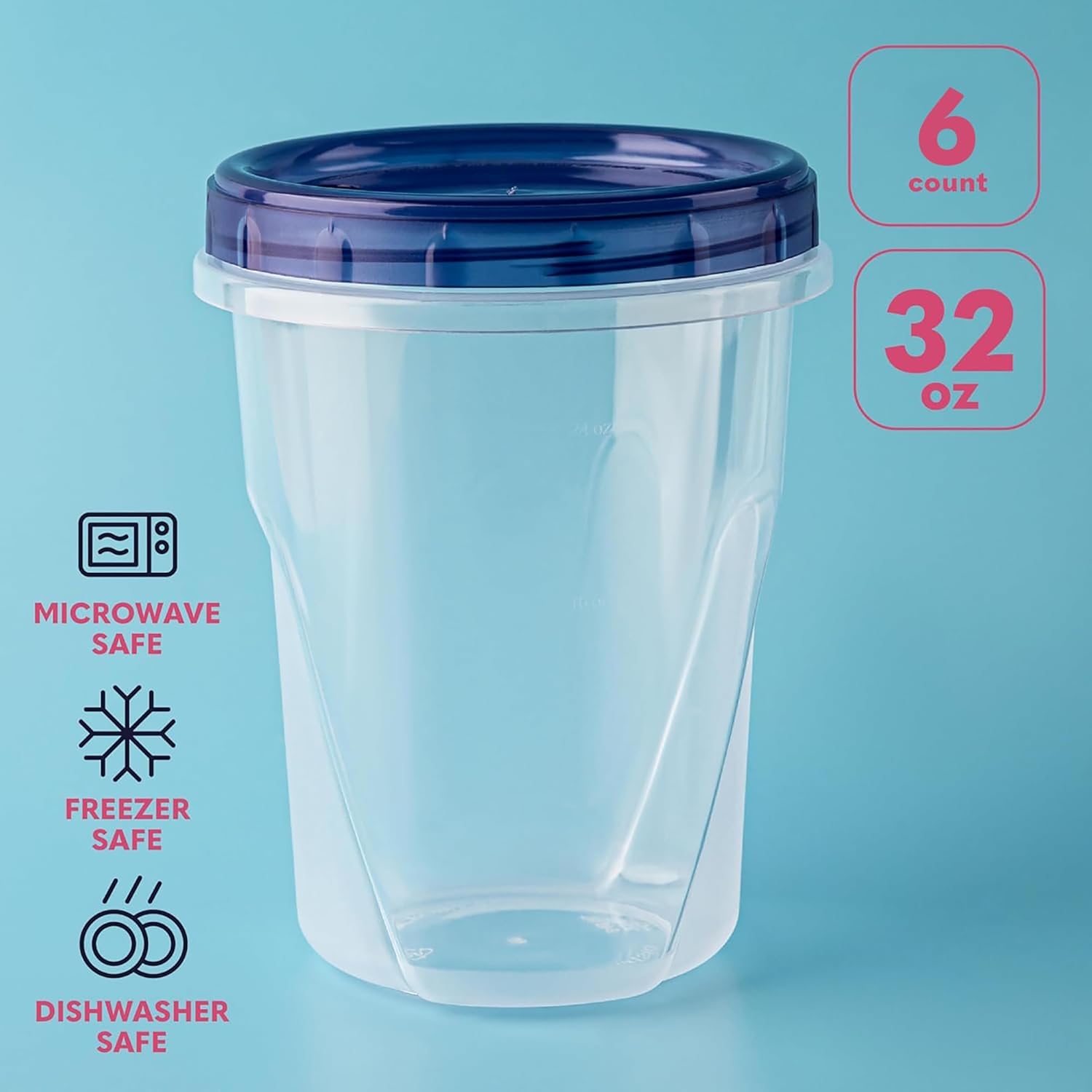 XpressPak Soup Containers - Freezing, Microwave Safe (946 Ml) - [6 Pack] - Deli with Twist Top Lids, Food Storage Freezer - Airtight - Dishwasher Safe Bpa-Free