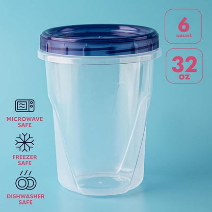 XpressPak Soup Containers - Freezing, Microwave Safe (946 Ml) - [6 Pack] - Deli with Twist Top Lids, Food Storage Freezer - Airtight - Dishwasher Safe Bpa-Free