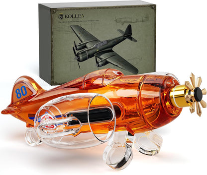 Birthday Gifts for Men Dad,  Fighter Aircraft Whiskey Decanter Set with Whiskey Glasses, Cool Anniversary Fathers Gift Ideas for Him Husband Brother, Funny Military Present, Bar Drinking Party