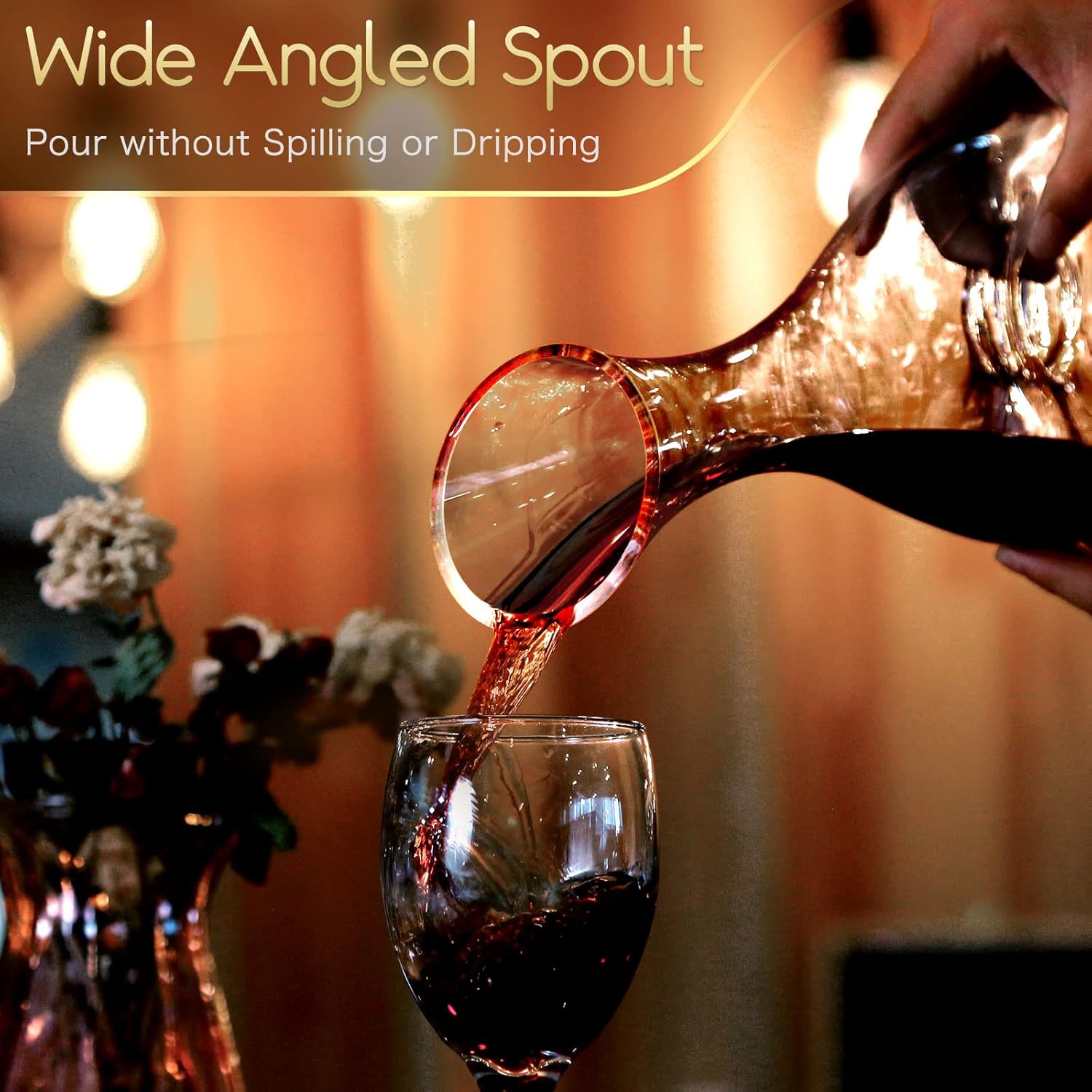 Wine Decanter with Stopper,1.2L, Lead-Free, Hand Blown, Red Wine Decanters Set