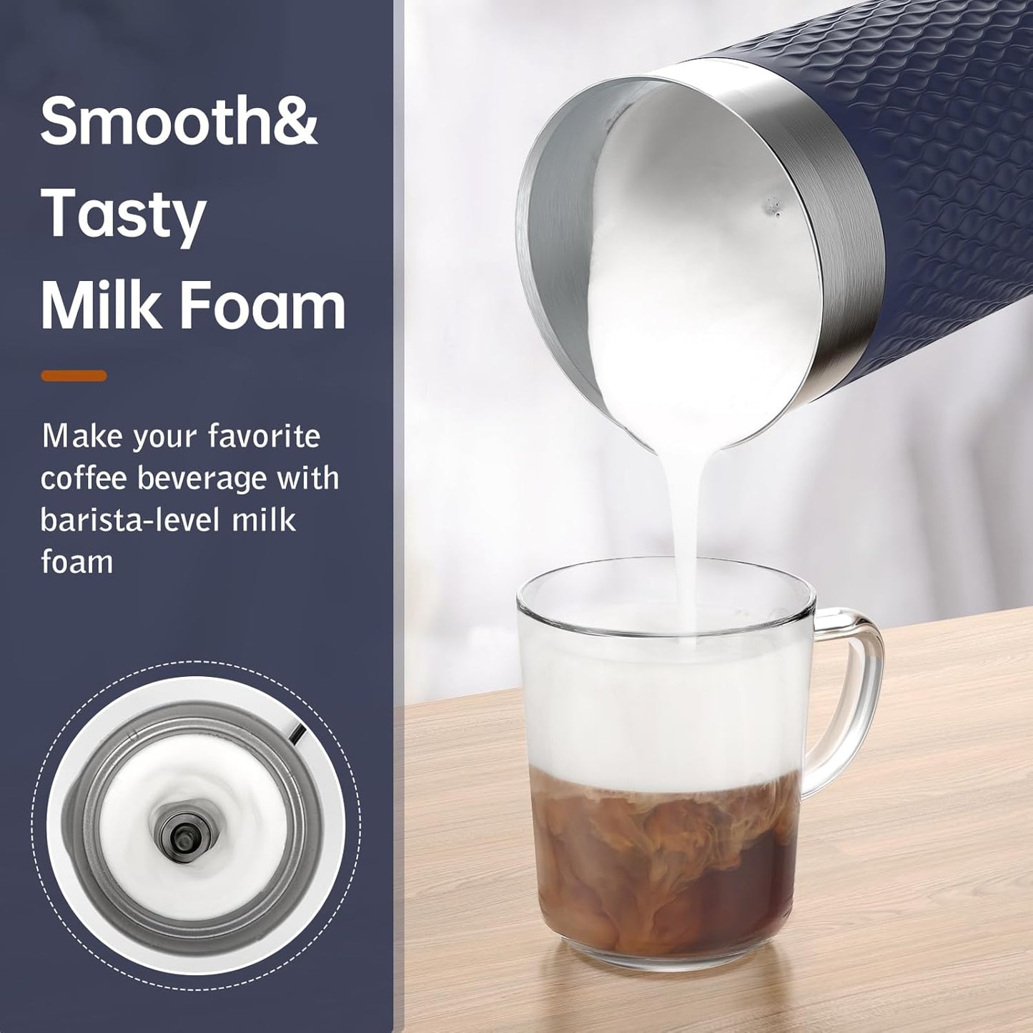 SIMPLETASTE Electric Milk Frother, Automatic Frother and Milk Steamer, 4-In-1 Electric Milk Steamer, Hot and Cold Foam Maker for Coffee, Cappuccinos, Macchiato, Latte