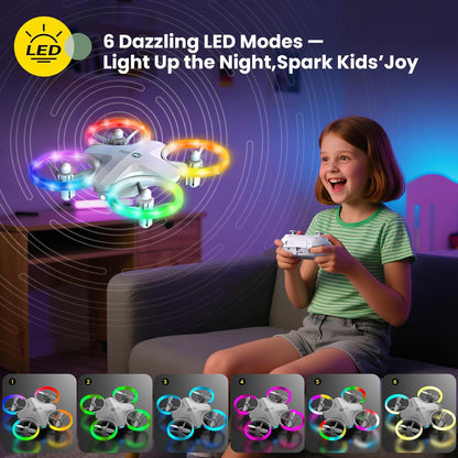 HS180 Kids Mini Drone with LED Lights for 6-12 Year Old Boys Girls, Small RC Quadcopter with 3 Batteries 21 Mins Flight, 360° Flips, Easy to Fly, Birthday Gift for Kids