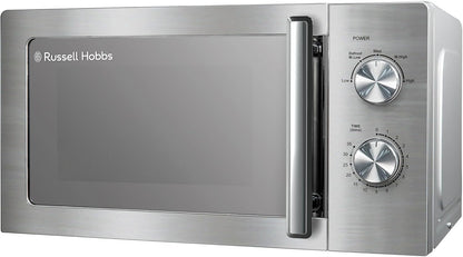 Russell Hobbs Stainless Steel Microwave 20 Litre 800W Solo Manual with 5 Power Levels, Defrost Function & Easy Clean, 35 Minute Timer, RHMM827SS