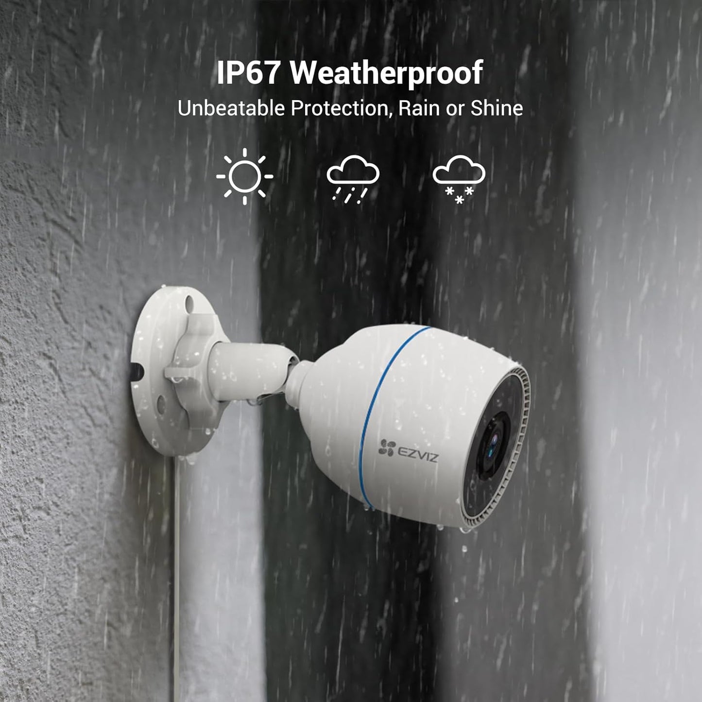 Outdoor Camera 30M Night Vision, CCTV System Wi-Fi Home Security Camera Surveillance, 1080P FHD, Smart Motion Detection, IP67 Waterproof, 256GB SD Card/Cloud Storage, Alexa/Google Control|C3Tn