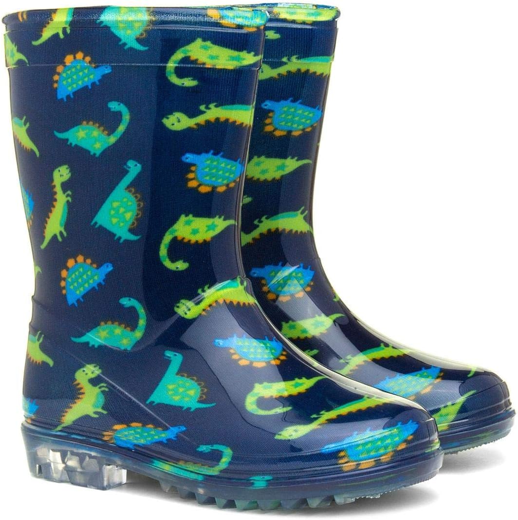- Boys Navy & Green Dinosaur Welly