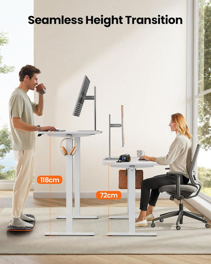 Electric Standing Desk Height Adjustable 120 X 60Cm, Sit Stand Desk with 4 Memory Smart Pannel, Home Office Desk with Splice Board