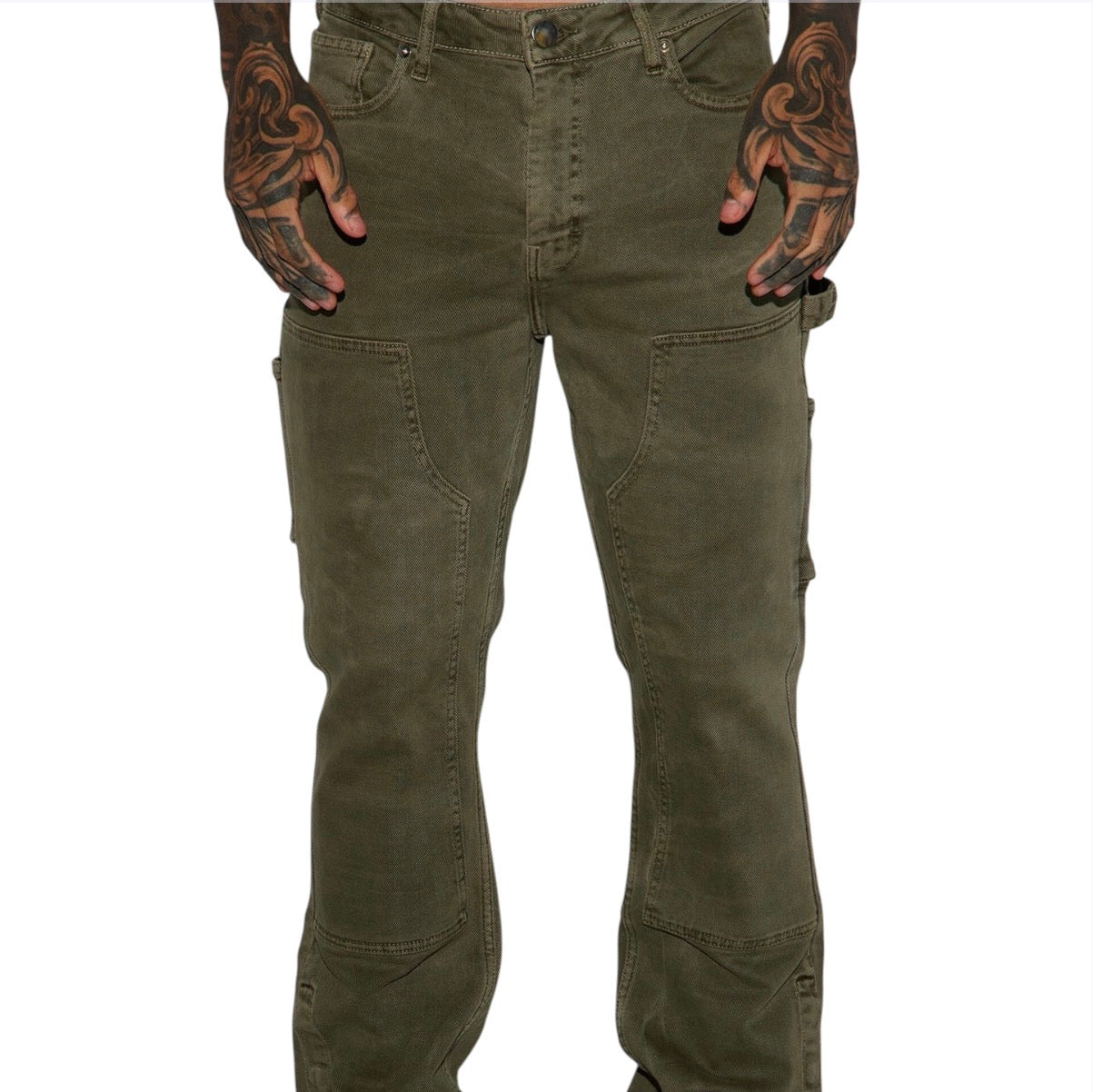 Indestructible Slim Flare Carpenter Pants Olive