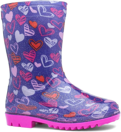 - Sunny Girls Purple Love Hearts Welly
