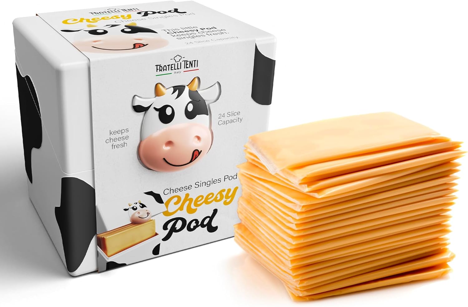 Cheesy Pod – Sliced Cheese Container for Fridge - Airtight, Bpa-Free Plastic Storage for Deli Cheese Slices – Stackable, Dishwasher-Safe, and Odor-Free – Keeps Cheese Fresh Longer
