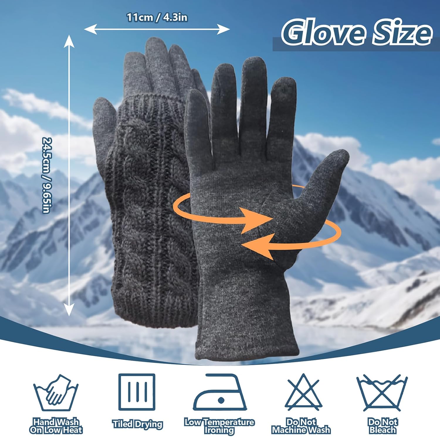 Winter Gloves for Women, Knitted Thermal Warm Touchscreen Windproof Gloves, Fleece Lined for Running Cycling Skiing Outdoor Sports