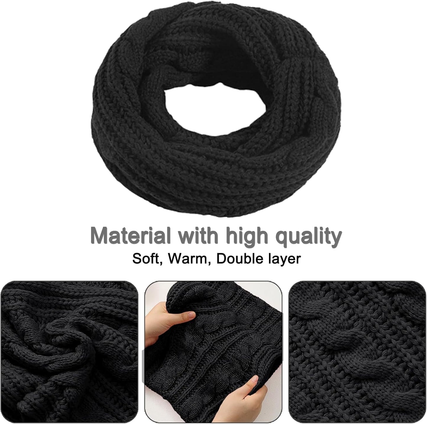 4 Packs Women Winter Hat Scarf Gloves Socks Set,Winter Beanie Cap Warm Thermal Bobble Hats Touchscreen Gloves Women'S Scarf Neck Warmer 4 in 1 Cold Weather Set