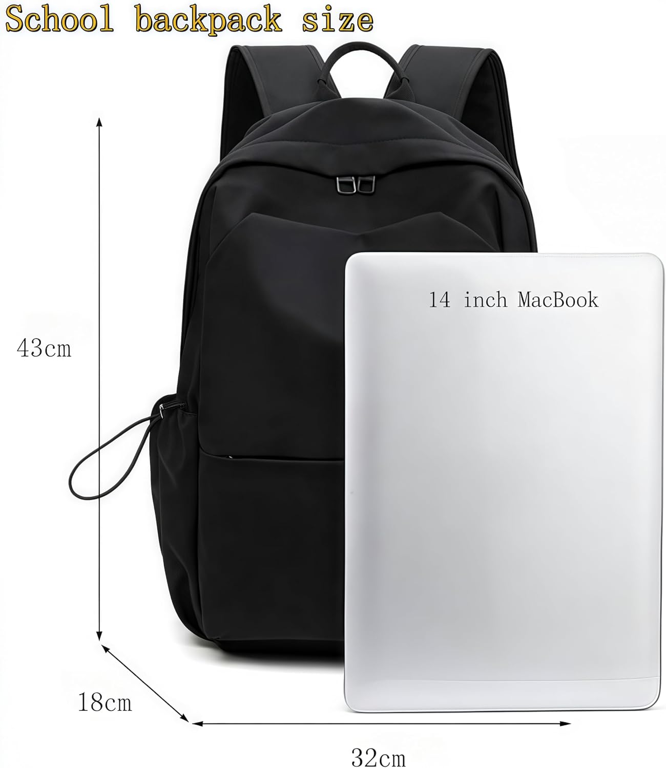 Black Girls Backpack Cute School Bags for Teen Girls Boys, Back Packs Women Casual Daypack 14" Laptop Backpacks with Card Holder(Black)