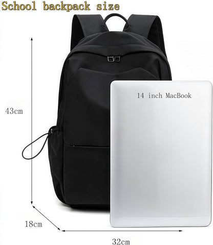 Black Girls Backpack Cute School Bags for Teen Girls Boys, Back Packs Women Casual Daypack 14" Laptop Backpacks with Card Holder(Black)