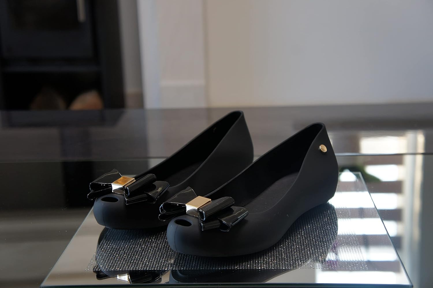 Womens Jelly Ballet Shoes, Bow Details Slip-On Flats, Comfy Ladies Casual Wear Every-Day Closed Toe Ballerina Pumps
