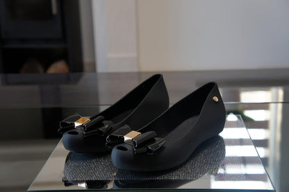 Womens Jelly Ballet Shoes, Bow Details Slip-On Flats, Comfy Ladies Casual Wear Every-Day Closed Toe Ballerina Pumps