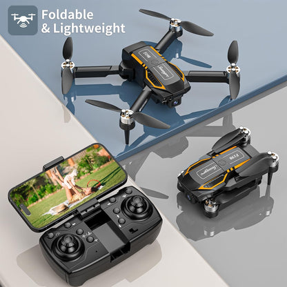 F198 Drone with Camera 720P HD, 90° Adjustable Lens, Foldable Drone with Carrying Case, Wifi APP, 3D Flip, Auto Hold, Optical Stream Positioning, Waypoint Flight, Gift for Adult Beginners