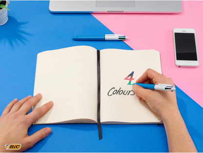 BIC 4 Colours Original Pens, Multi Coloured Pens All in One, Biro Pens, Medium 1.0Mm, Green, Blue, Red, Black, 3 Pens per Pack, 1 Pack