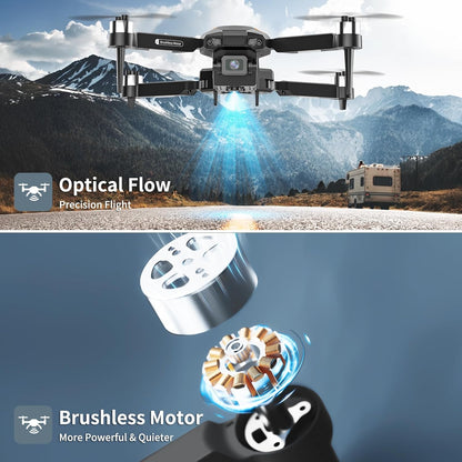 F198 Drone with Camera 720P HD, 90° Adjustable Lens, Foldable Drone with Carrying Case, Wifi APP, 3D Flip, Auto Hold, Optical Stream Positioning, Waypoint Flight, Gift for Adult Beginners