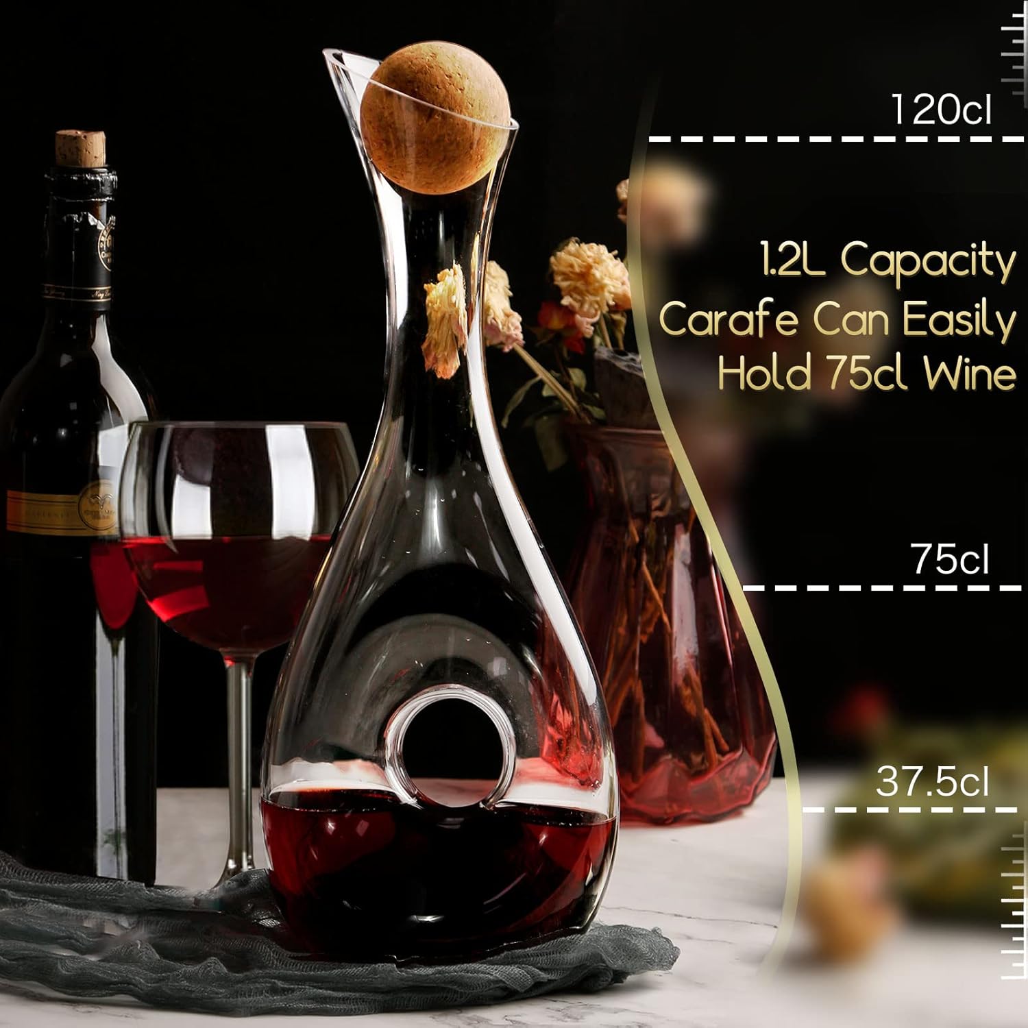Wine Decanter with Stopper,1.2L, Lead-Free, Hand Blown, Red Wine Decanters Set