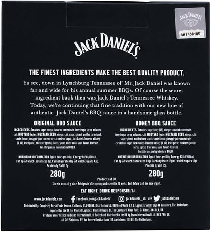 Jack Daniels BBQ Sauce Gift Set, 1X Honey, 1X Original BBQ Sauce Tennessee Whiskey, Jack Daniels Gifts for Men - Barbecue Food Gifts for Boyfriend, Dad and Mens Gift for Birthday, Stocking, Christmas