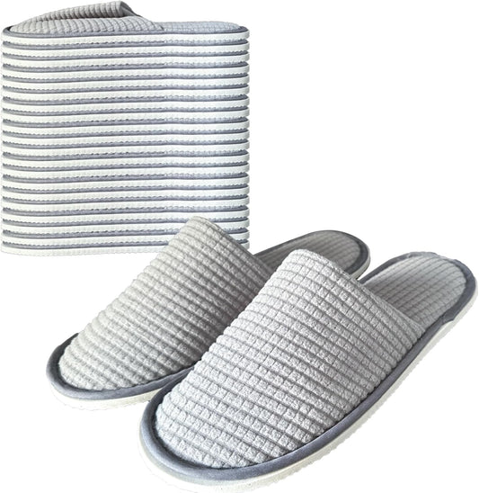 10 Pairs Disposable Slippers for Men and Women, Non Slip Washable Thick Velvet Cotton Slippers for Hotel Guest Spa Home Travel