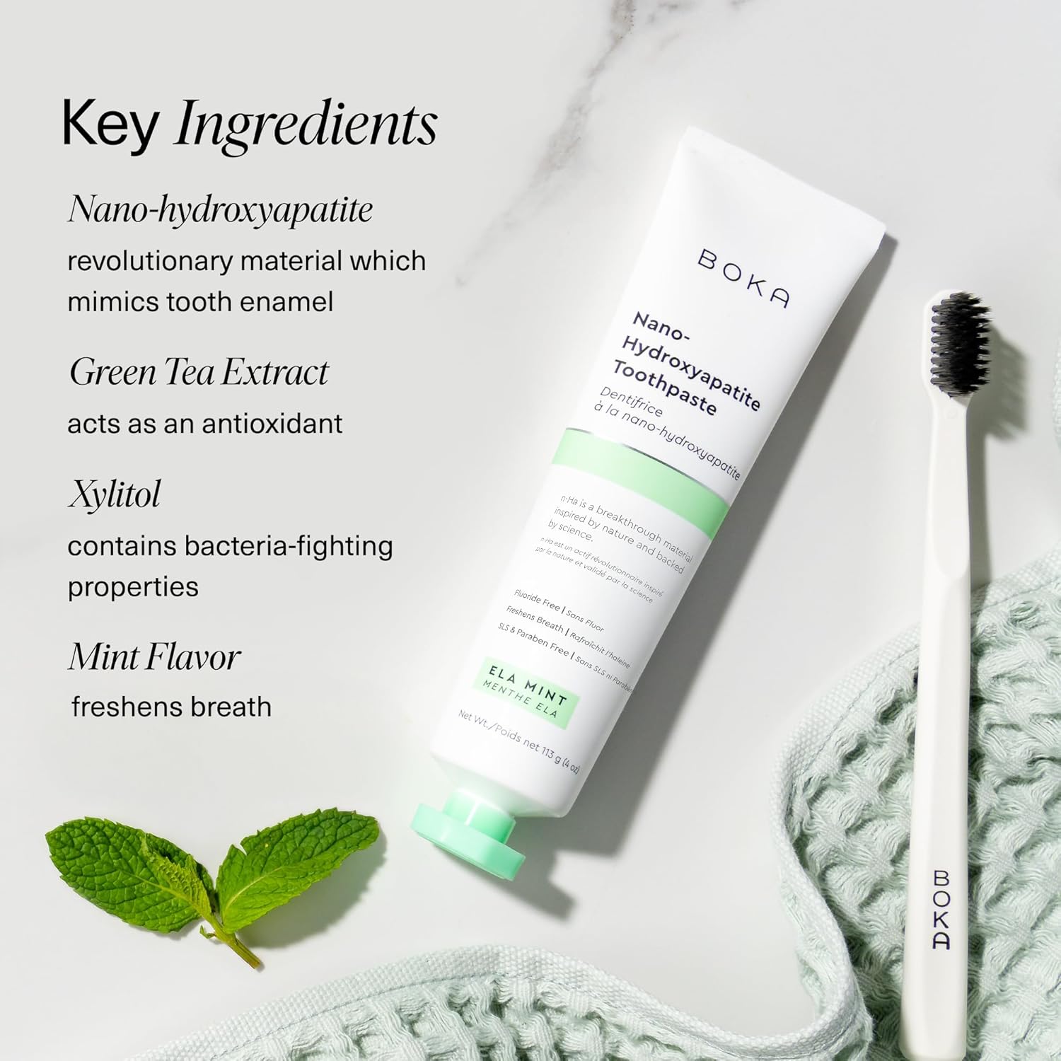 Fluoride Free Nano Hydroxyapatite Toothpaste - Adult & Kids - Appropriate for Sensitive Teeth - No Sulfates & Parabens - Natural Flavors & Vegan - Mild Ela Mint (113G) 1Pk