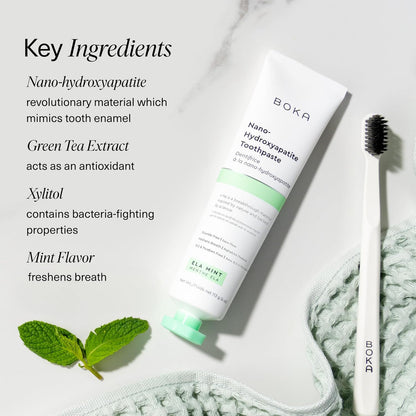 Fluoride Free Nano Hydroxyapatite Toothpaste - Adult & Kids - Appropriate for Sensitive Teeth - No Sulfates & Parabens - Natural Flavors & Vegan - Mild Ela Mint (113G) 1Pk