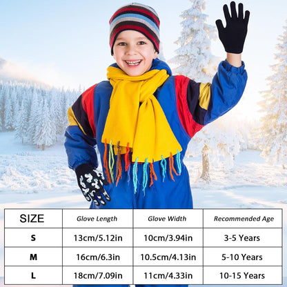 6 Pairs Magic Gloves - Winter Knitted Full Finger Stretch Warm Gloves for 3~15 Year Old Kids Girls Boys