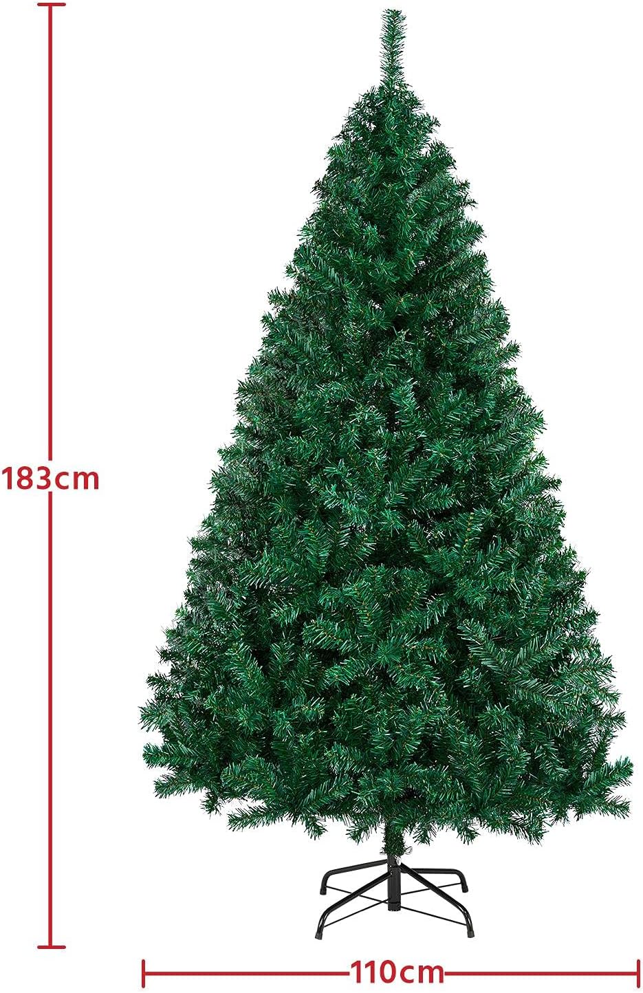 6Ft Hinged Spruce Christmas Tree Holiday Decoration Artificial Unlit Xmas Tree with 1000 PVC Flexible Tips