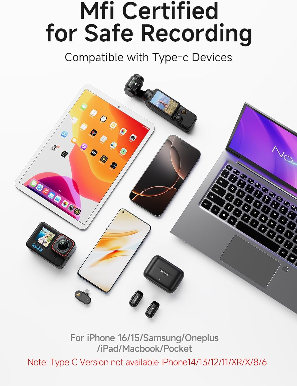 Wireless Microphone for Iphone 17/16/15 & Android, USB-C Wireless Mini Mic with Pro Sound, Noise Cancellation, AI Voice Changer, 30H Battery for Video Recording Vlog Tiktok Youtube,Wave T1 Mini