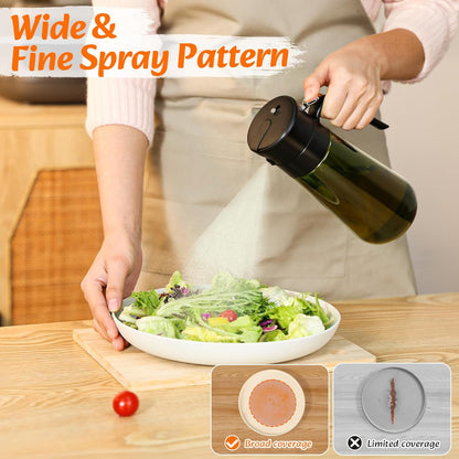 Oil Spray Bottle, 2-In-1 Oil Dispenser&Sprayer Light-Blocking Glass Oil Bottle[Fine Spray & Clog-Resistant Filter] Oil Sprayer for Kitchen Cooking, Air Fryer, Olive Oil/Vinegar/Sauce 580Ml