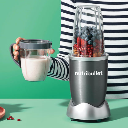 Blender 600 Series - Powerful 20,000 RPM Extractor Blends Frozen Fruit, Nuts & Ice - 7 Piece Kit Includes Tall Cup, Short Cup, Handled Ring & Sealable Lid - Ideal for Smoothies