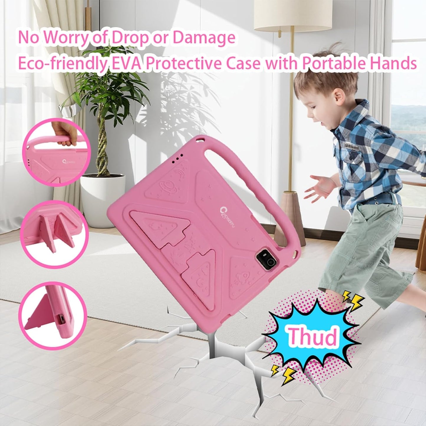 Android 14 10 Inch Kids Tablet,8Gb+128Gb up to 1Tb,Tablet for Kids with Family Link Parental Control,Touch Tablets for Children Wifi 6,Learning Tablets for Toddlers,Shockproof EVA Case (Pink)