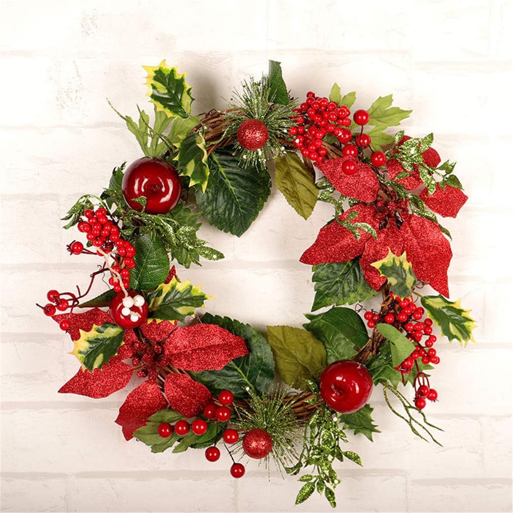Artificial Maple Leaf Berries Pumpkin Pine Cone Garland Autumn Winter Front Door Wreath Pendant Decor for Christmas Halloween