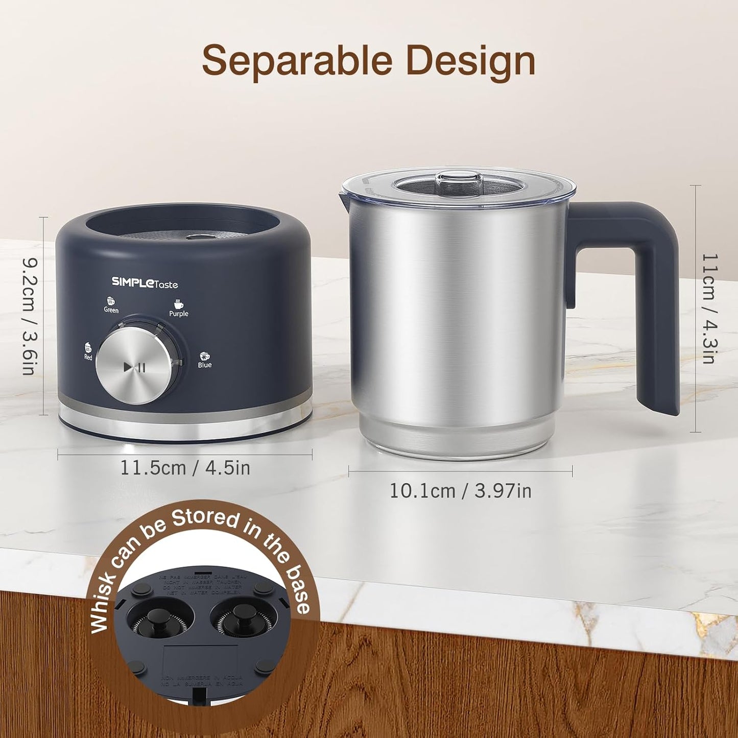 SIMPLETASTE Milk Frother, 4-In-1 Electric Milk Steamer,500Ml Automatic Warm and Cold Foam Maker and Milk Warmer for Latte, Cappuccinos, Macchiato