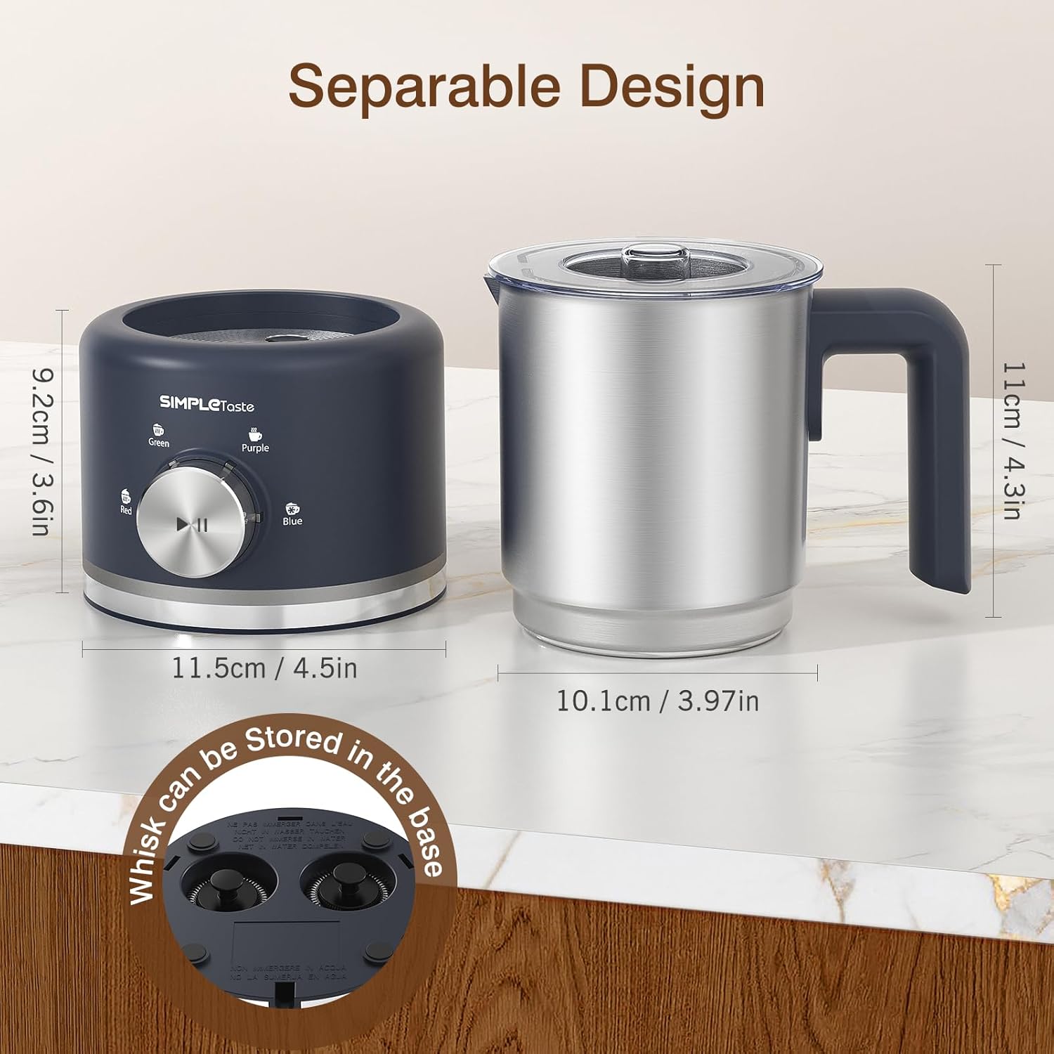 SIMPLETASTE Milk Frother, 4-In-1 Electric Milk Steamer,500Ml Automatic Warm and Cold Foam Maker and Milk Warmer for Latte, Cappuccinos, Macchiato
