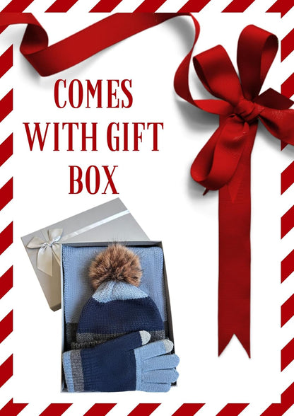 : Kids Hat Scarf Gloves Set, with GIFT BOX, Winter Gift Set for Girls and Boys, Warm Thermal Knit Beanie Cap, Soft Fleece Lining, Children'S Winter Set