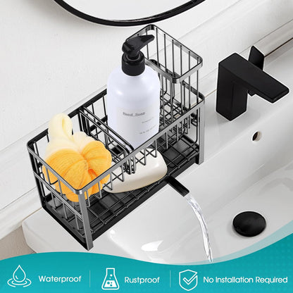 Sink Caddy Organiser Kitchen Sink Tidy Organizer,2 Tier Soap Dish Tray Washing up Caddy Sinkware Organiser,Sponge Holder for Kitchen Accessories Storage Rack with Brush Holder