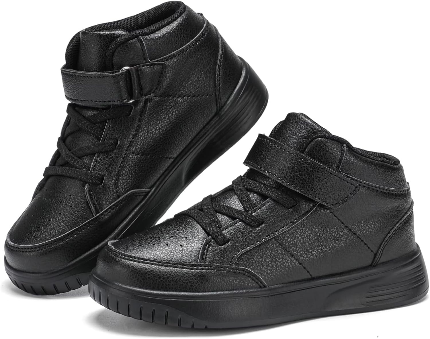 Kids Trainers Boys High Top School Tennis Sneakers for Girls Running Adjustable Strap Shoes